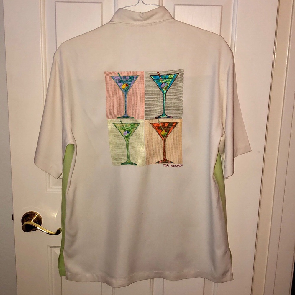 Tori Richard Embroidered Silk Martini Shirt